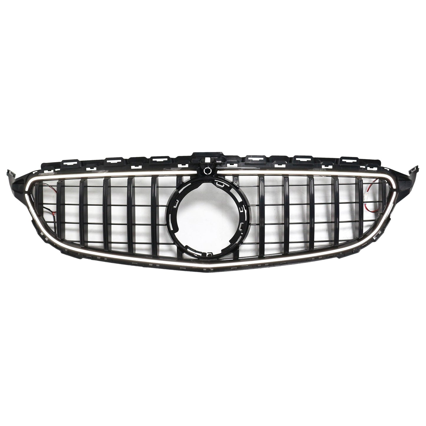 Mercedes Benz C-Class W205 GTR Panamericana Grille 2015-2021 Front Bumper Black / Chrome Grill With LED Strip Light