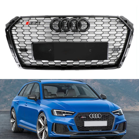 16-19 Audi A4 A4 SLine S4 B9 RS4 Style Gloss Black Honeycomb Grille Front Bumper Mesh Grill