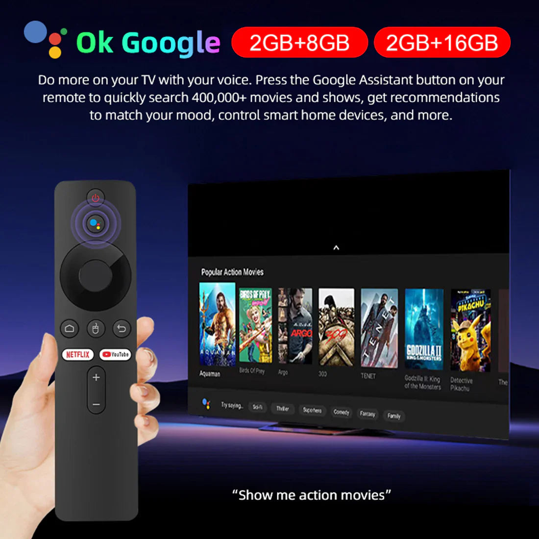 Champoo G96 TV Stick Android 13.0 Dual-Band Set-Top Box 4K Player Bluetooth Voice TV BOX