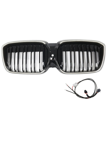 2022-2024 Double Slat Gloss Black Front Kidney Grill Grille Fit BMW IX3 G08 LCI