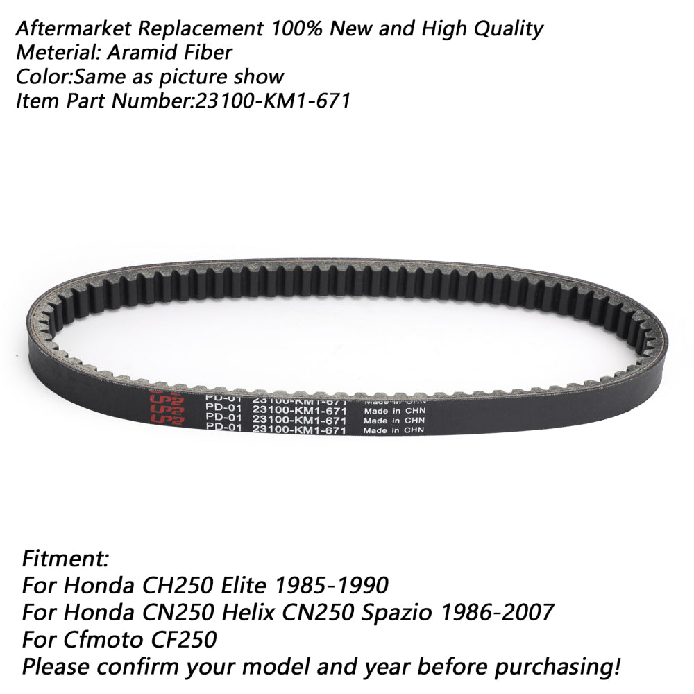 Courroie de transmission Premium 23100-KM1-671 pour Honda CH250 Elite CN250 Helix Spazio