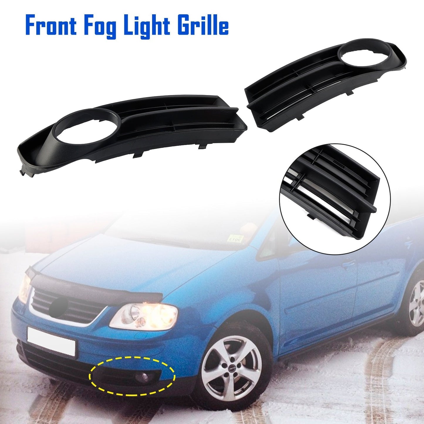 2003-2006 Volkswagen Caddy Front Bumper Foglight Grille 1T0807666A 1T0807665A