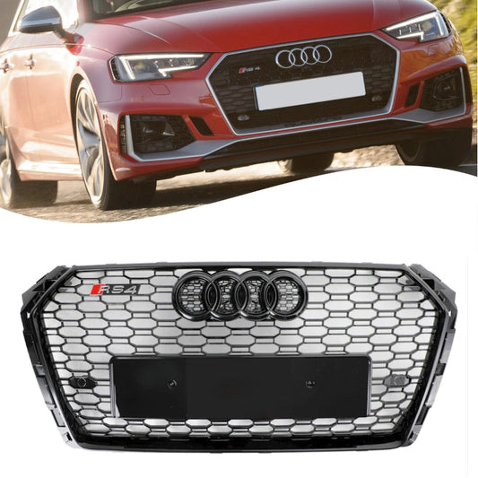 2016-2019 Audi A4/A4 SLine/S4 B9 Honeycomb RS4 Style Front Bumper Grille Gloss Black