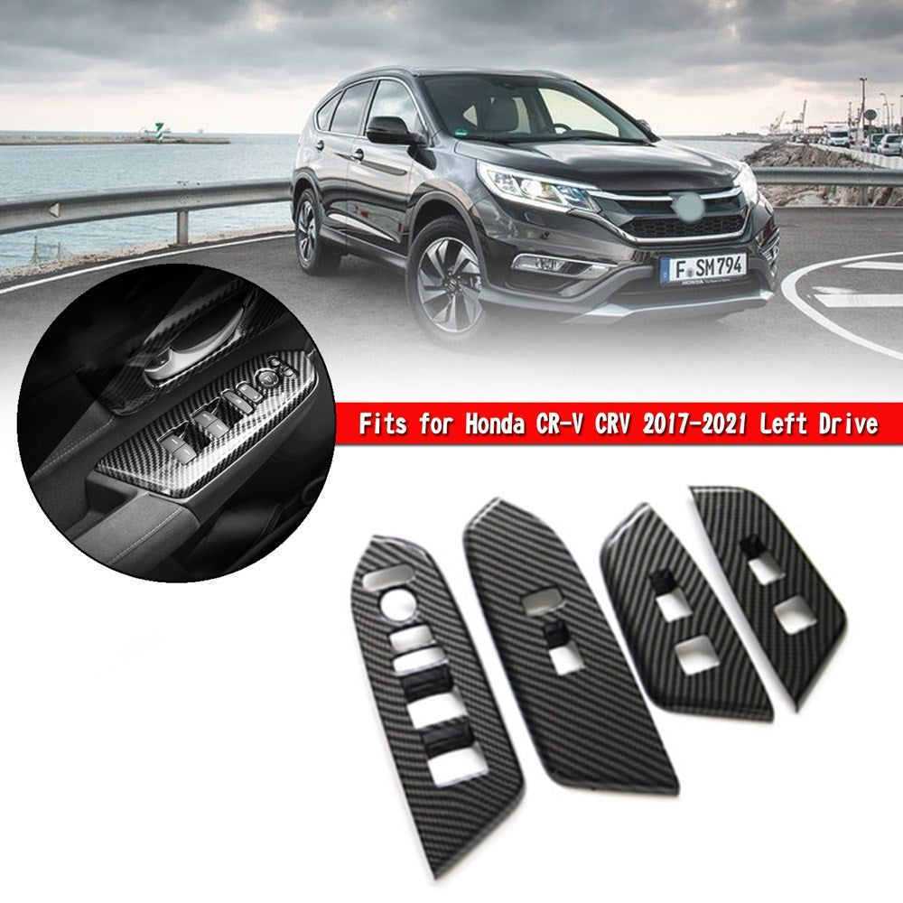 Garniture de panneau de commutateur de lève-vitre en fibre de carbone pour Honda CR-V CRV 17-21