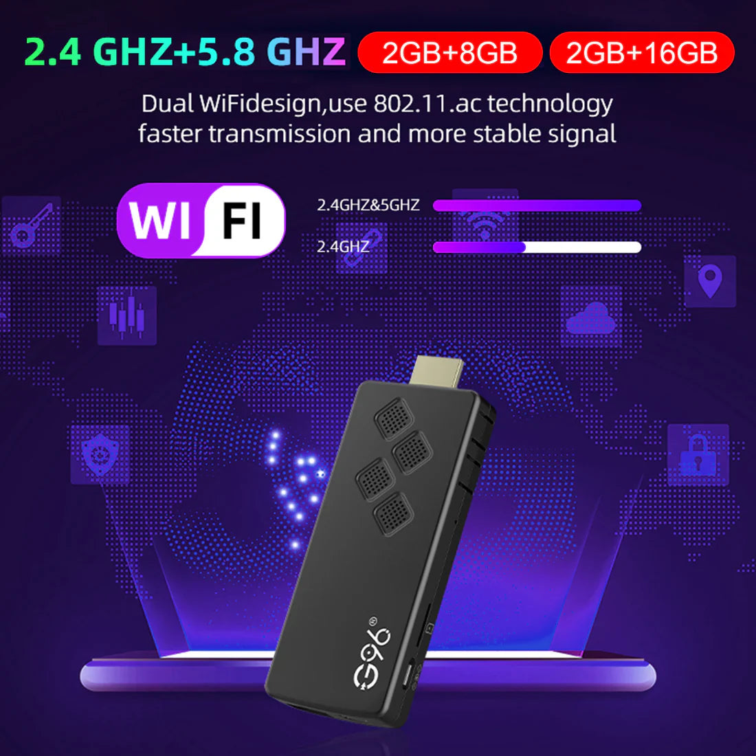 Champoo G96 TV Stick Android 13.0 Dual-Band Set-Top Box 4K Player Bluetooth Voice TV BOX