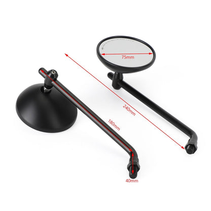 Classic Style Right & Left Black Mirror 10mm R/H For Honda CB Shadow Cruiser