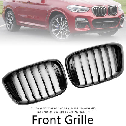 2018-2021 BMW X4 G02 X3 G01 G08 Gloss Black Front Kidney Grille Mesh Grill