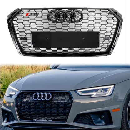 Audi A4 / A4 S-Line / S4 B9 2016 2017 2018 2019 RS4 Style Front Bumper Grill Gloss Black Honeycomb Grill
