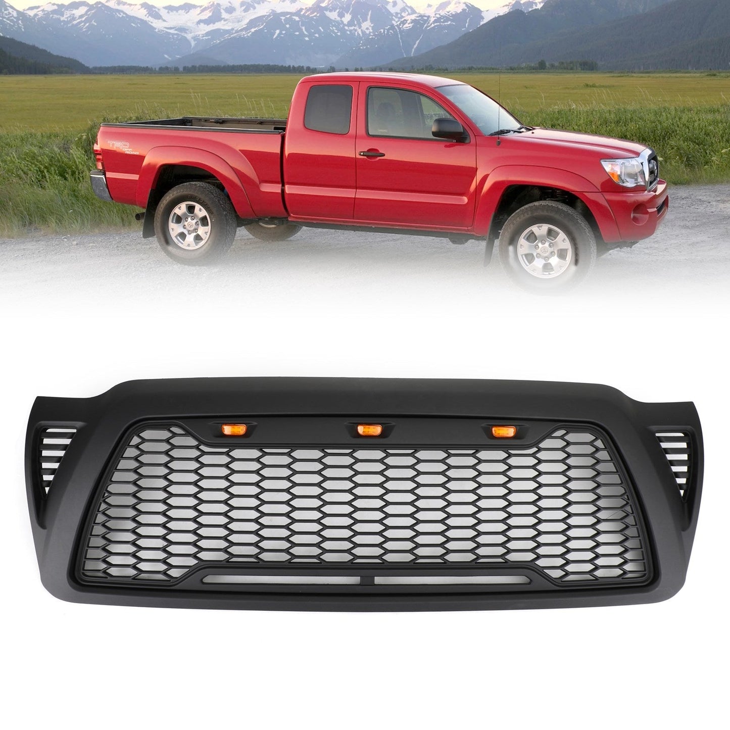 Toyota 2005-2011 Tacoma Front Grille With LED lights Bumper Hood Mesh Grill