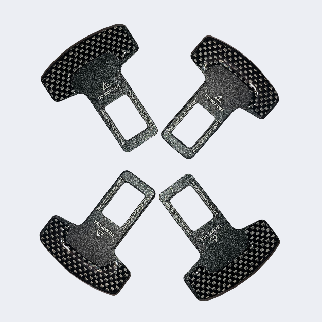 Hebilla universal para cinturón de seguridad de coche, 4 unidades, fibra de carbono, clip de tope para alarma de coche.