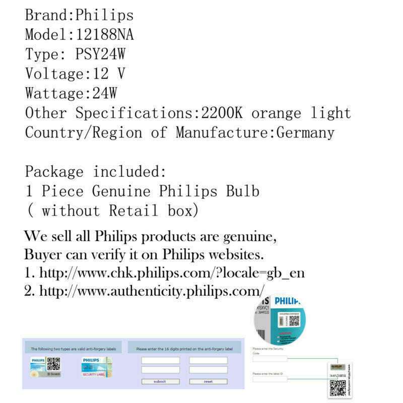 Drive Bombillas 12188NA PSY24W De Niebla DRL Halogène Standard Philips 24W 