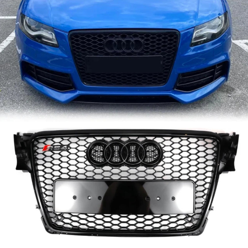 2008-2012 Audi A4/A4 Sline/S4 B8 RS4 Honeycomb Grille Front Bumper Mesh Black Grill Replacement