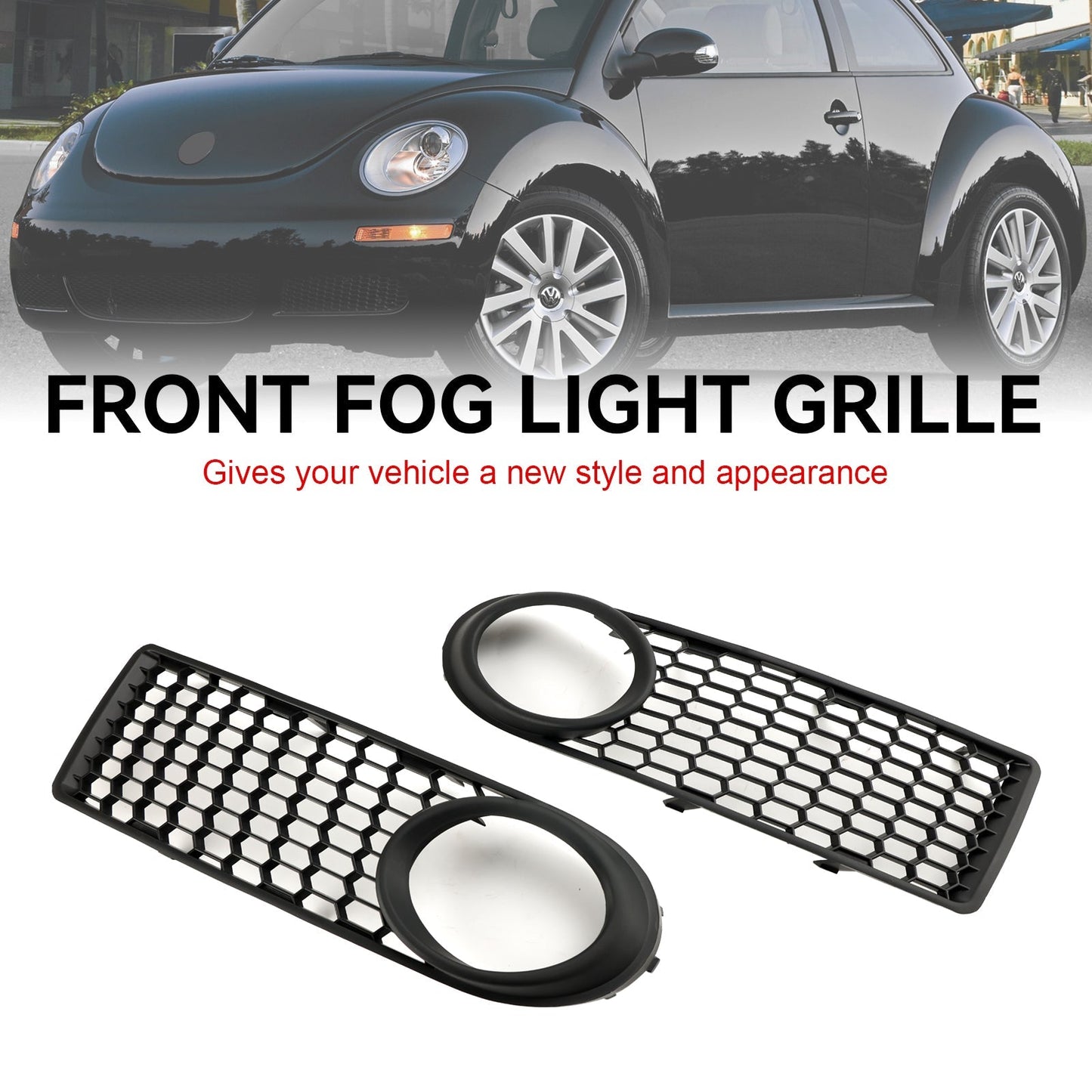 Volkswagen 2006-2010 Beetle & Beetle Convertible 1C0807683J 1C0807684B Front Bumper Fog Light Grille