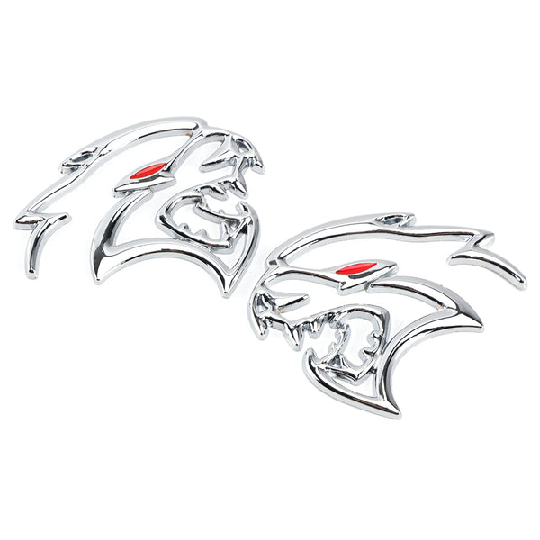 SRT Hellcat Silver 2PCS Hellcat Fender Side Emblem Badge Decal