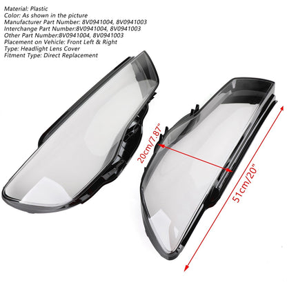 2013-2016 Audi A3 8V0941004 8V0941003 Left&Right Headlight Cover Headlamp Lens Clear