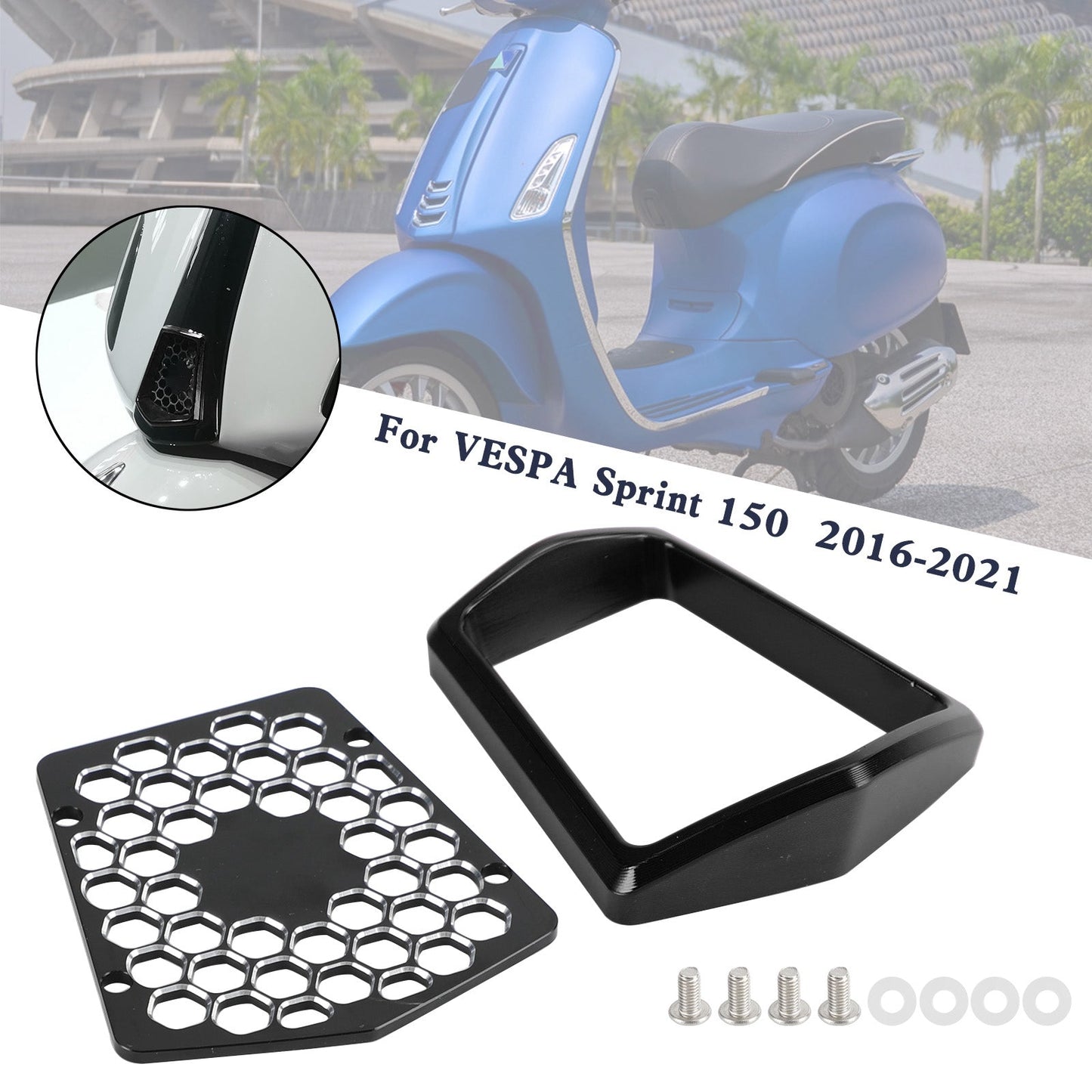 Cache klaxon central avant pour Vespa Sprint Primavera 125/150 2014-2021