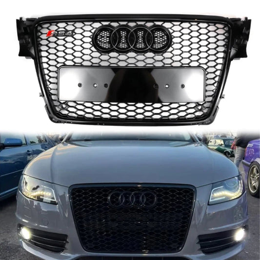 2008-2012 Audi A4 A4 Avant S4 B8 To RS4 Style Honeycomb Sport Mesh Gloss Black Grille