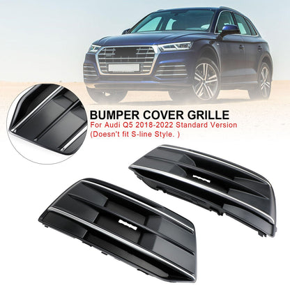 2018-2022 Audi Q5 Standard Version 2PCS Black/Chrome Front Bumper Cover Grille Bezel Insert Generic