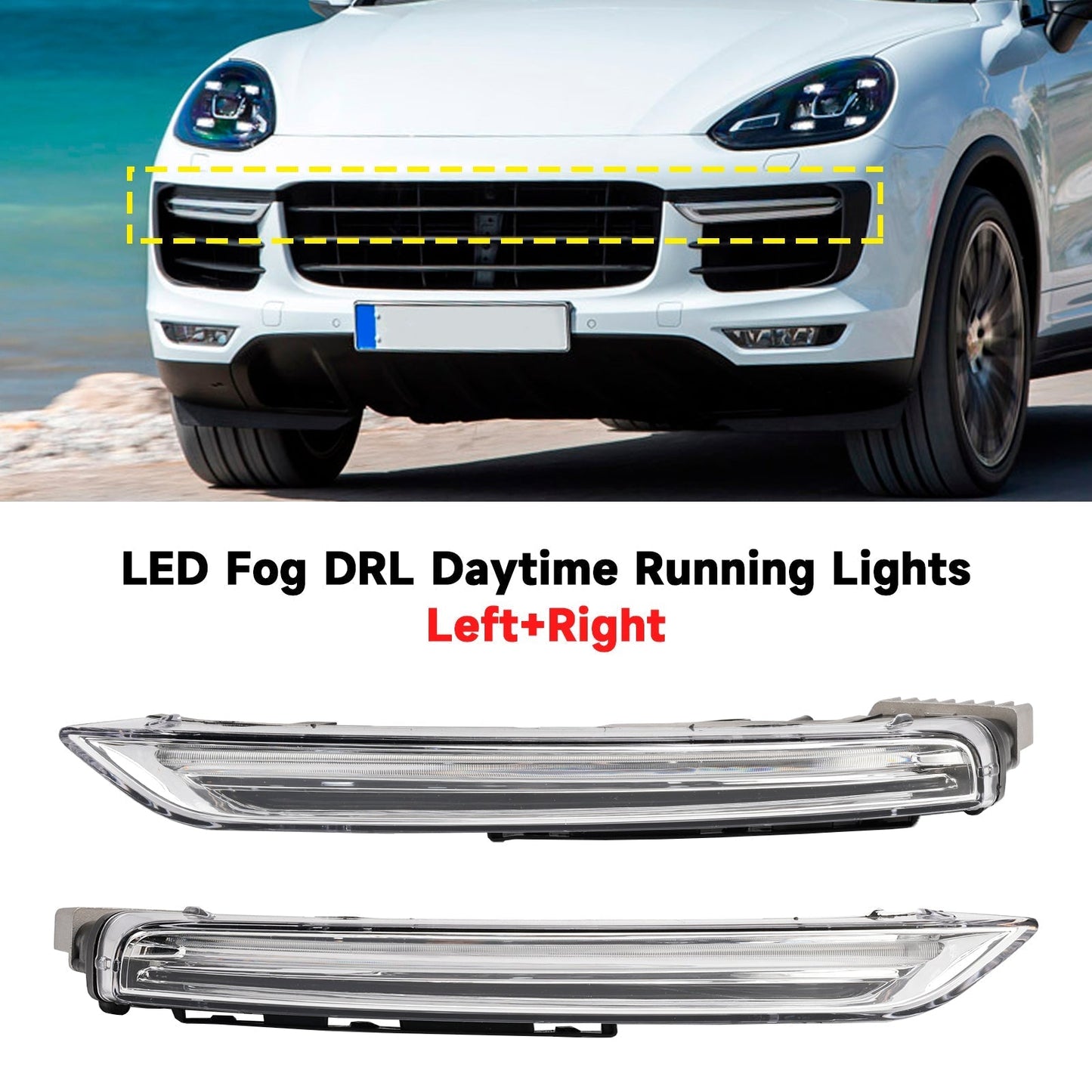 Paire de feux de jour antibrouillard à LED DRL pour Porsche Cayenne 958 2015-2017 95863118130 95863118230