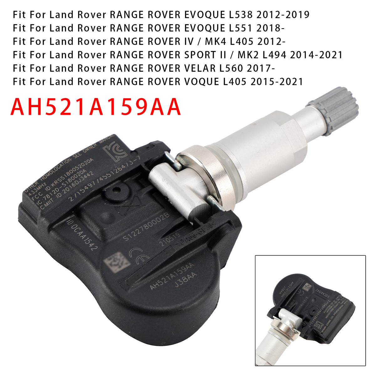Land Rover Jaguar AH521A159AA 1X TPMS Tire Pressure Sensor
