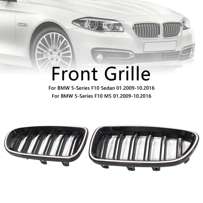 01.2009-10.2016 BMW 5-Series F10 Kidney Bumper Grill Grille Gloss Black 51137203649 51137203650