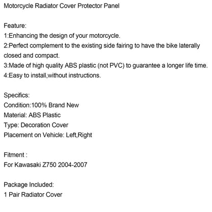 Motorcycle Radiator Cover Protector Panel For Kawasaki Z750 2004-2007