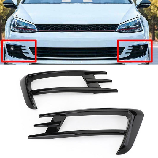 2PCS Black Front Fog Light Lamp Eyebrow Cover Trim 2014-2017 VW Golf 7 MK7
