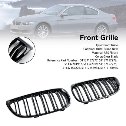 2006-2010 BMW E92 E93 335i/328i/320d/330i/325i/M3 Pre-Facelift Front Kidney Grill Gloss Black Grille