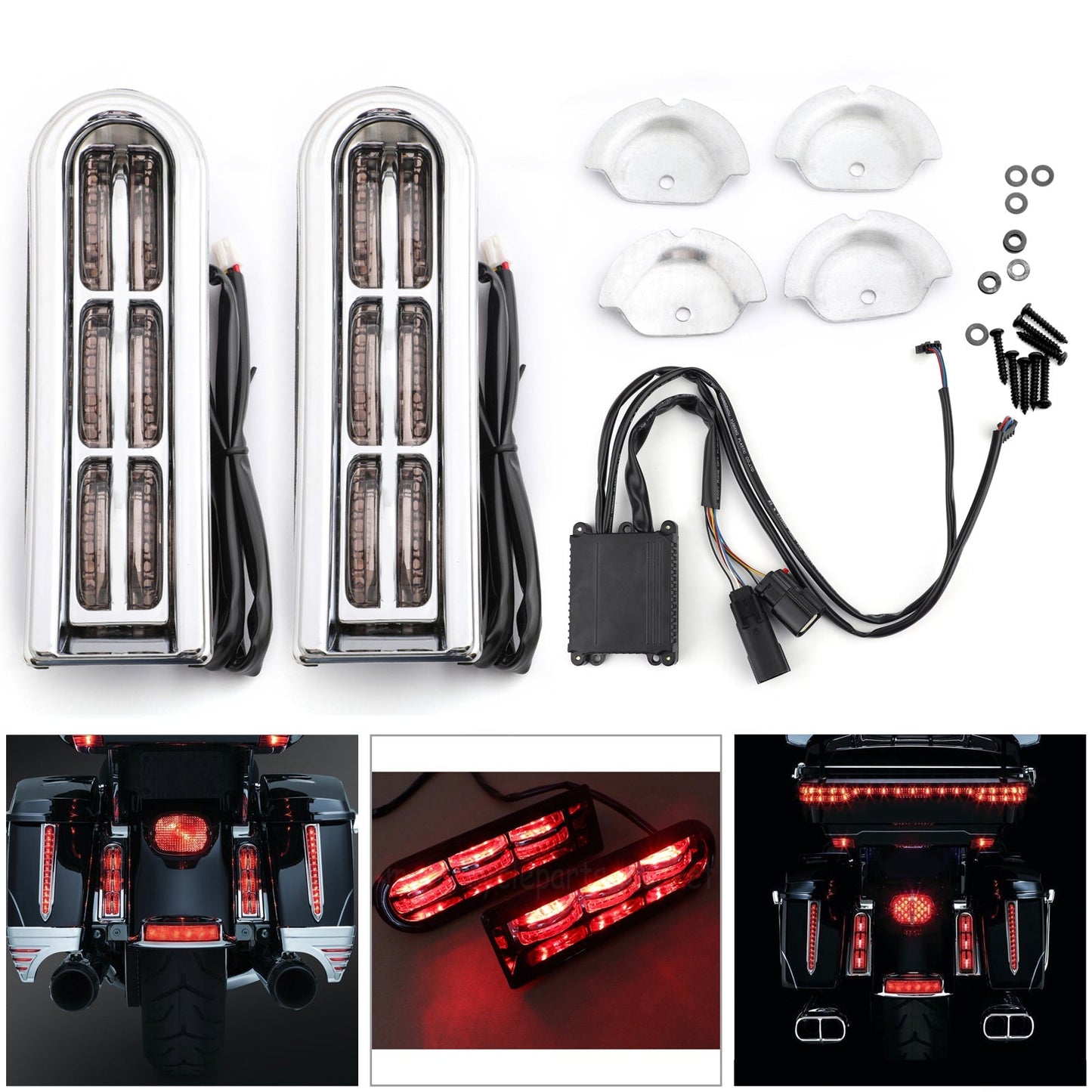 LED Inserts Saddlebag Filler Support Lights For For Harley Touring Electra Glide