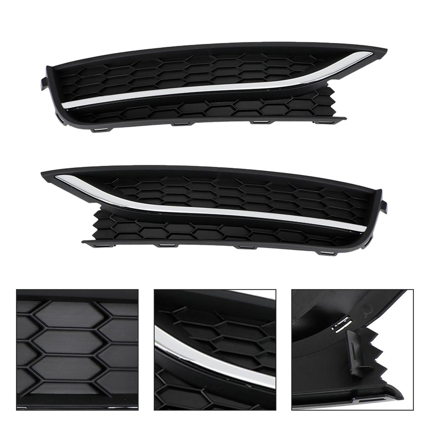 Volkswagen 2012-2015 Passat 2PCS Front Driving Fog Light Cover Black/Chrome