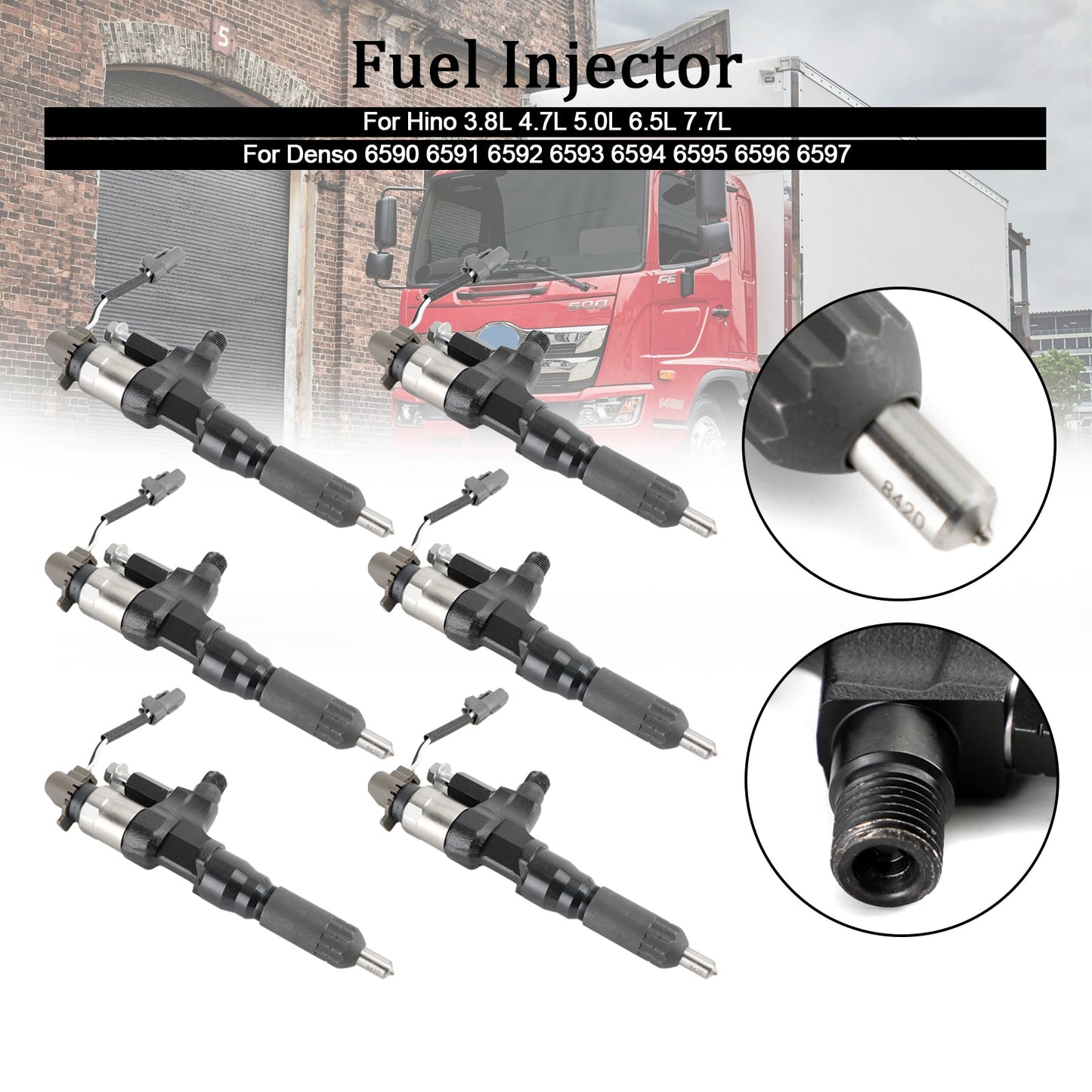 Injecteurs de carburant Hino 3,8 L 4,7 L 5,0 L 6,5 L 7,7 L 6 pièces 095000-6593 CB84034501S 095000-6594