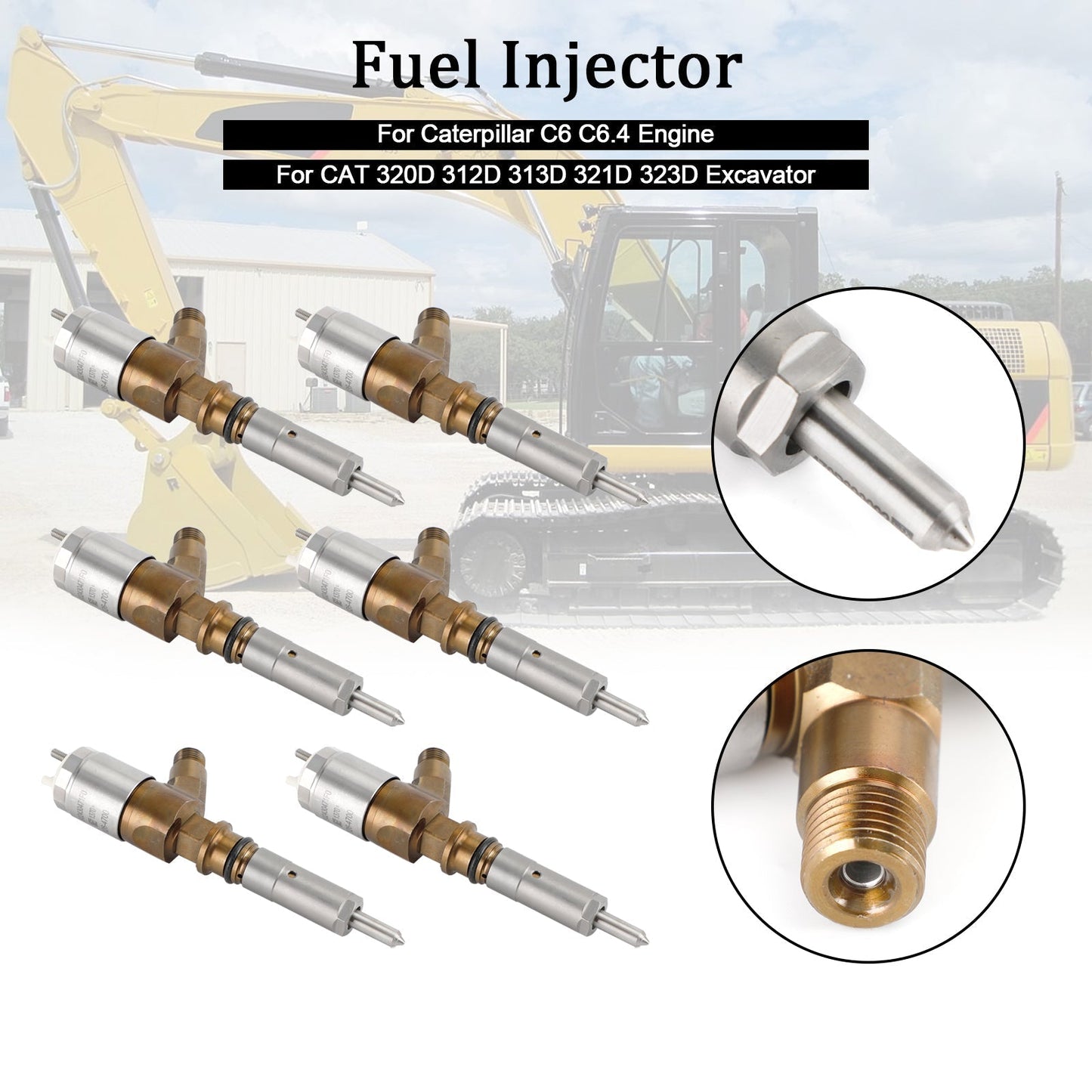Inyectores de combustible para excavadoras CAT 320D, 312D, 313D, 321D y 323D (6 unidades, 3264700, 10R-7675)