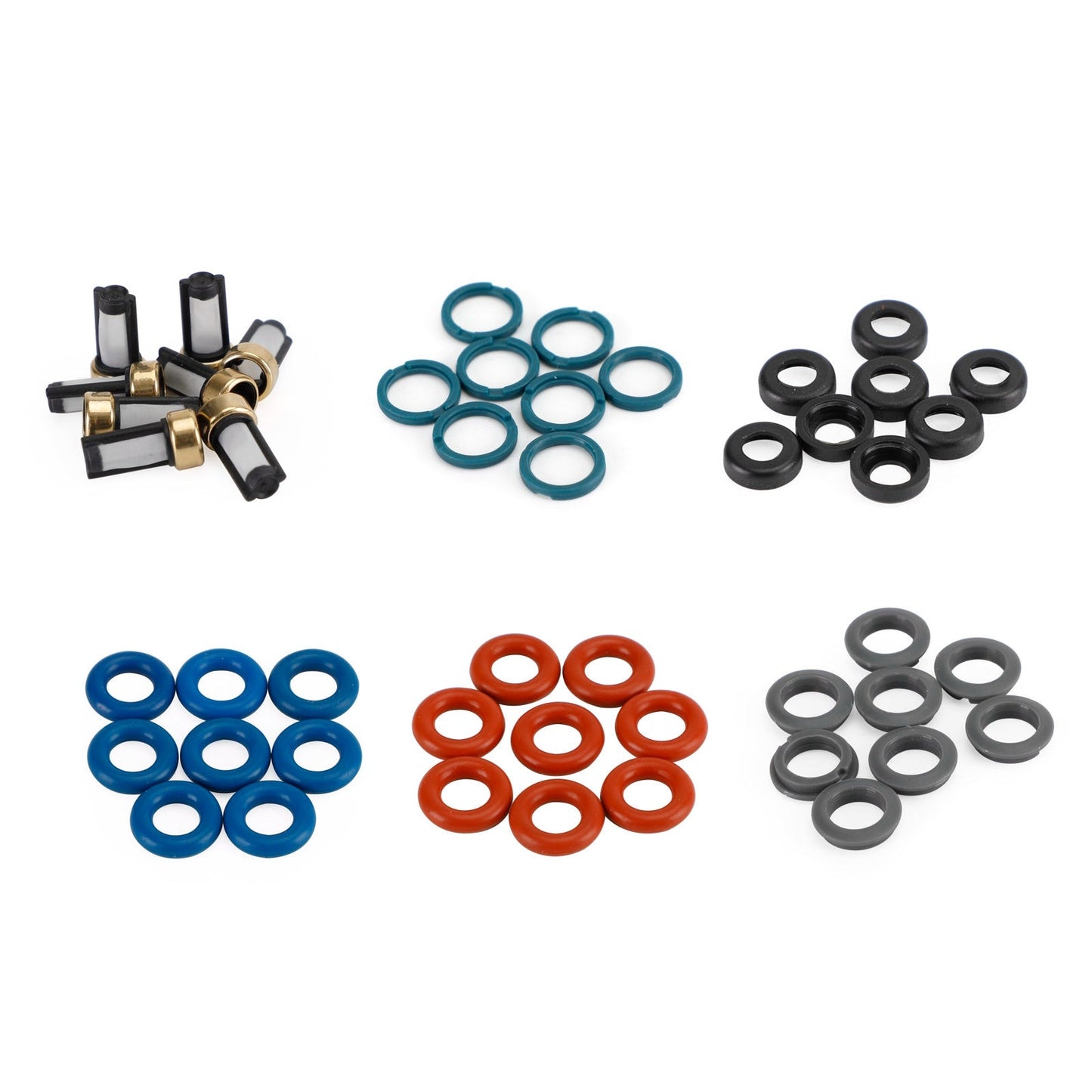 Volvo S80 XC90 4.4L 8PCS Fuel Injectors Repair Seal Kit Filter Cap FJ1073 85212247 1550589