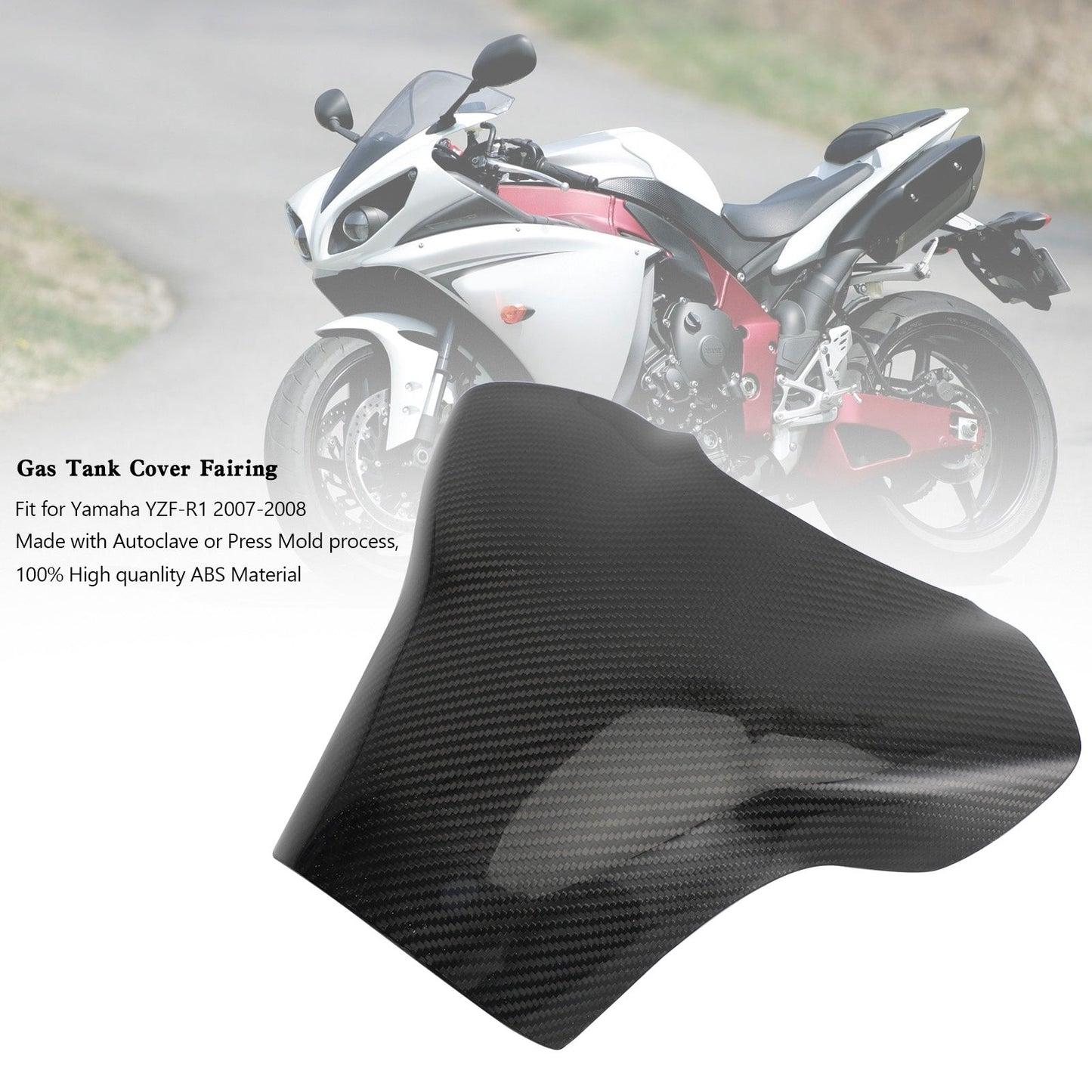 Gas Tank Cover Panel Fairing Protector For For Yamaha YZF-R1 2007-2008 Carbon