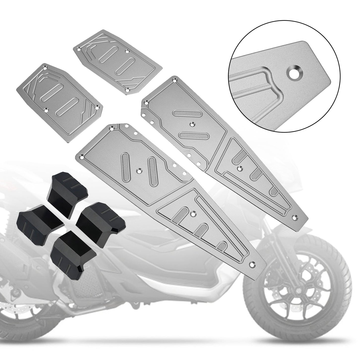 22-23 Aprilia SR GT200 SR GT125 Reposapiés Gris Almohadilla de Reposapiés Placa de Pedal