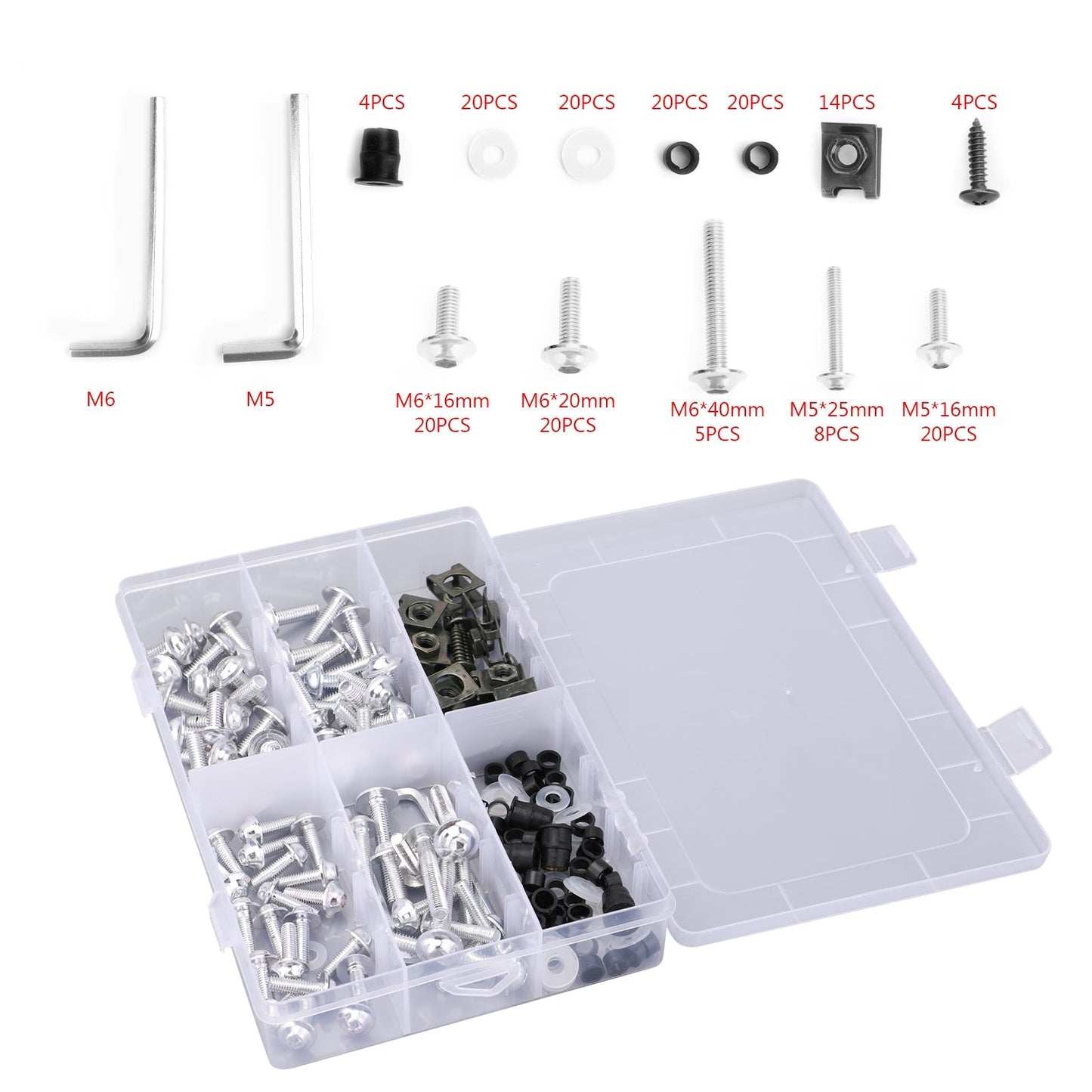 Honda Yamaha Suzuki Kawasaki 177PCS Fairing Bolt Kit Bodywork Screws