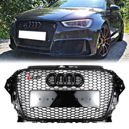 2013-2016 Audi A3 S3 Front Hood Bumper Replacement RS3 Style Black Honeycomb Grille