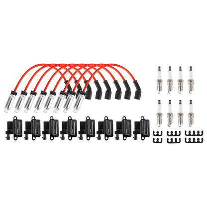 1999-2006 Chevy Silverado 1500 8 Pack Square Ignition Coil & Spark Plug Wire 12556893 12558693 12570553