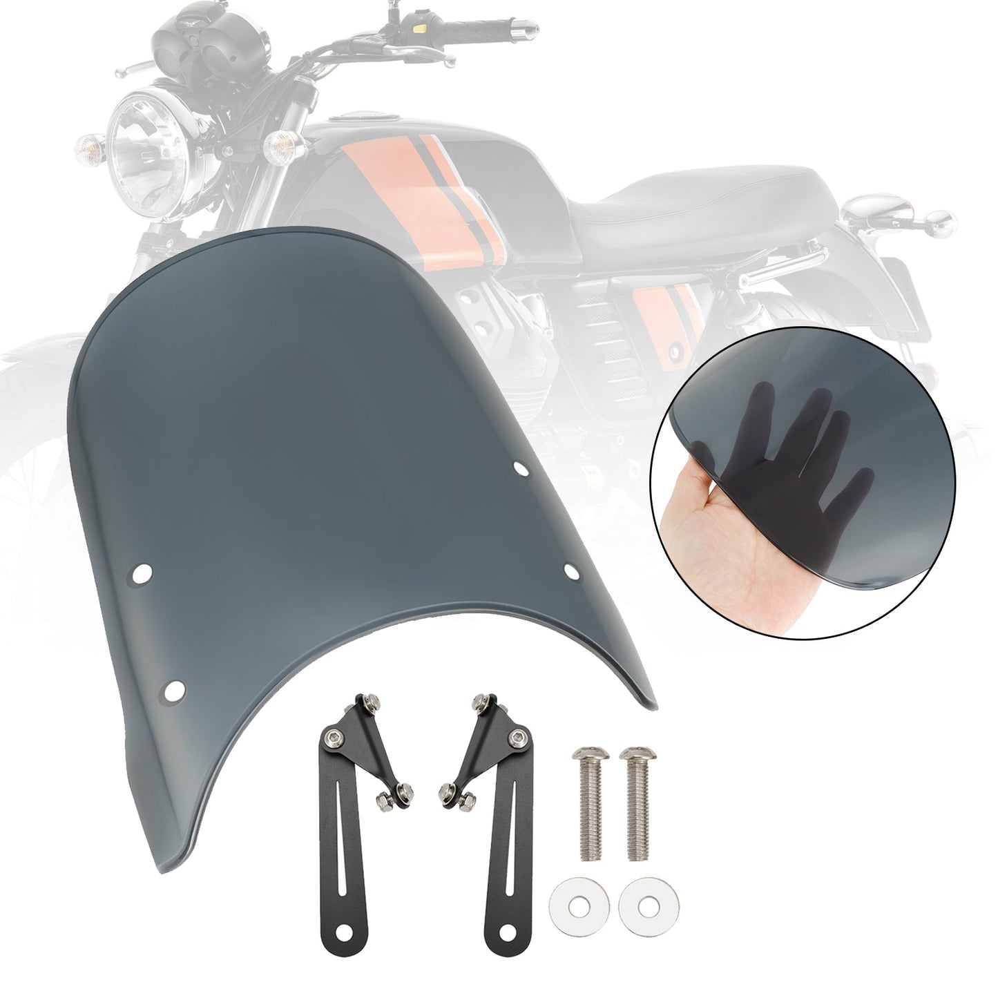 Pare-brise gris Bobber pour Moto Guzzi V7 Classic 16-23 et V9 18-23