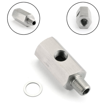 1/8" BSPT Oil Pressure Sensor Tee to NPT Adapter Turbo Supply Feed Line Mete