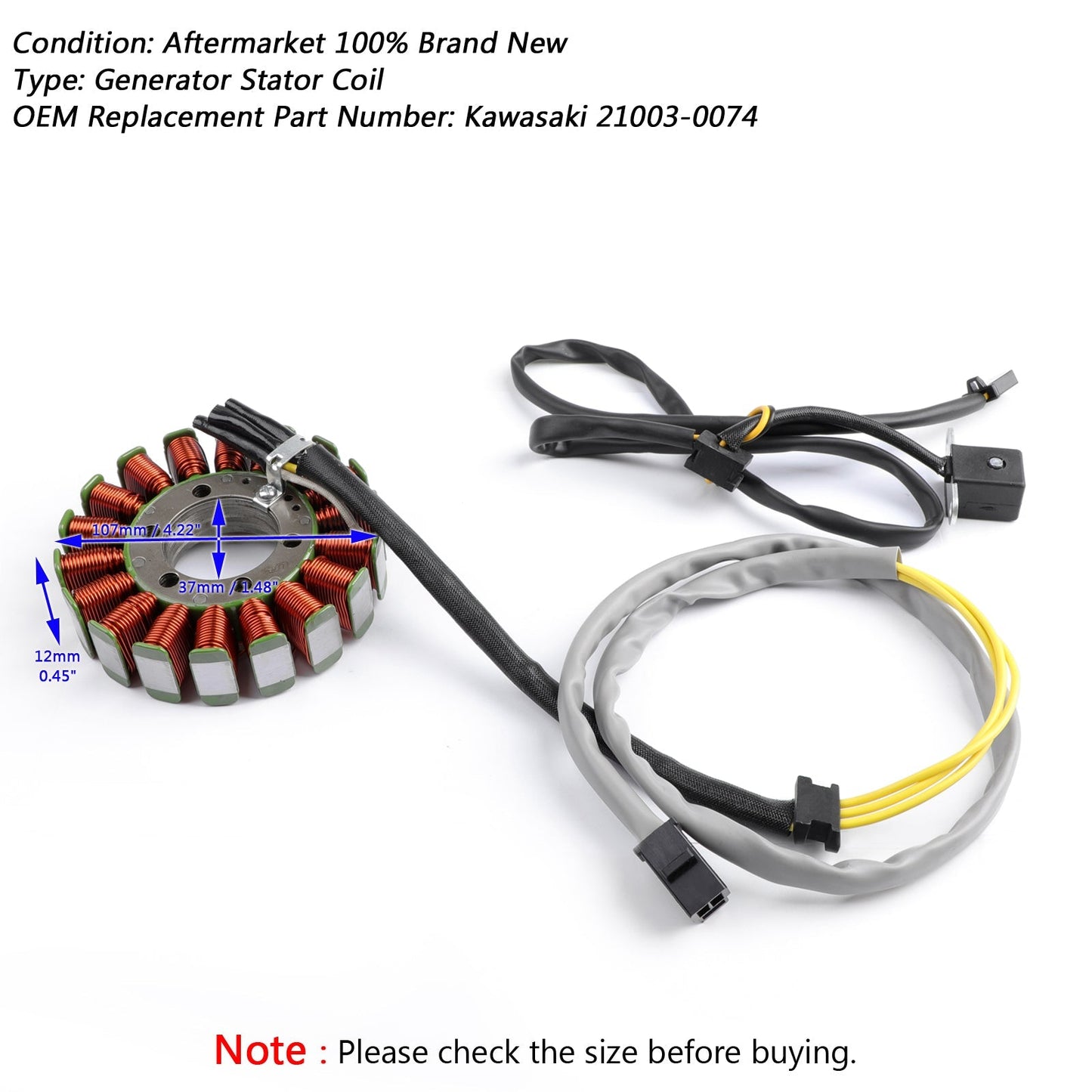Magneto Generator Stator Coil For Kawasaki EX250 Ninja 250R 2008-12 21003-0074 via fedex