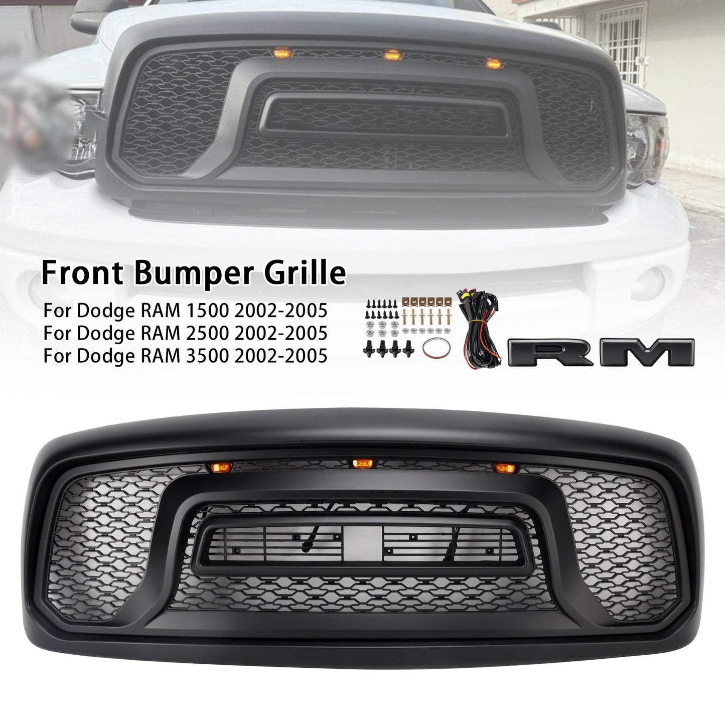 2002-2005 Dodge RAM 1500 Rebel Style Front Bumper Grill Grille