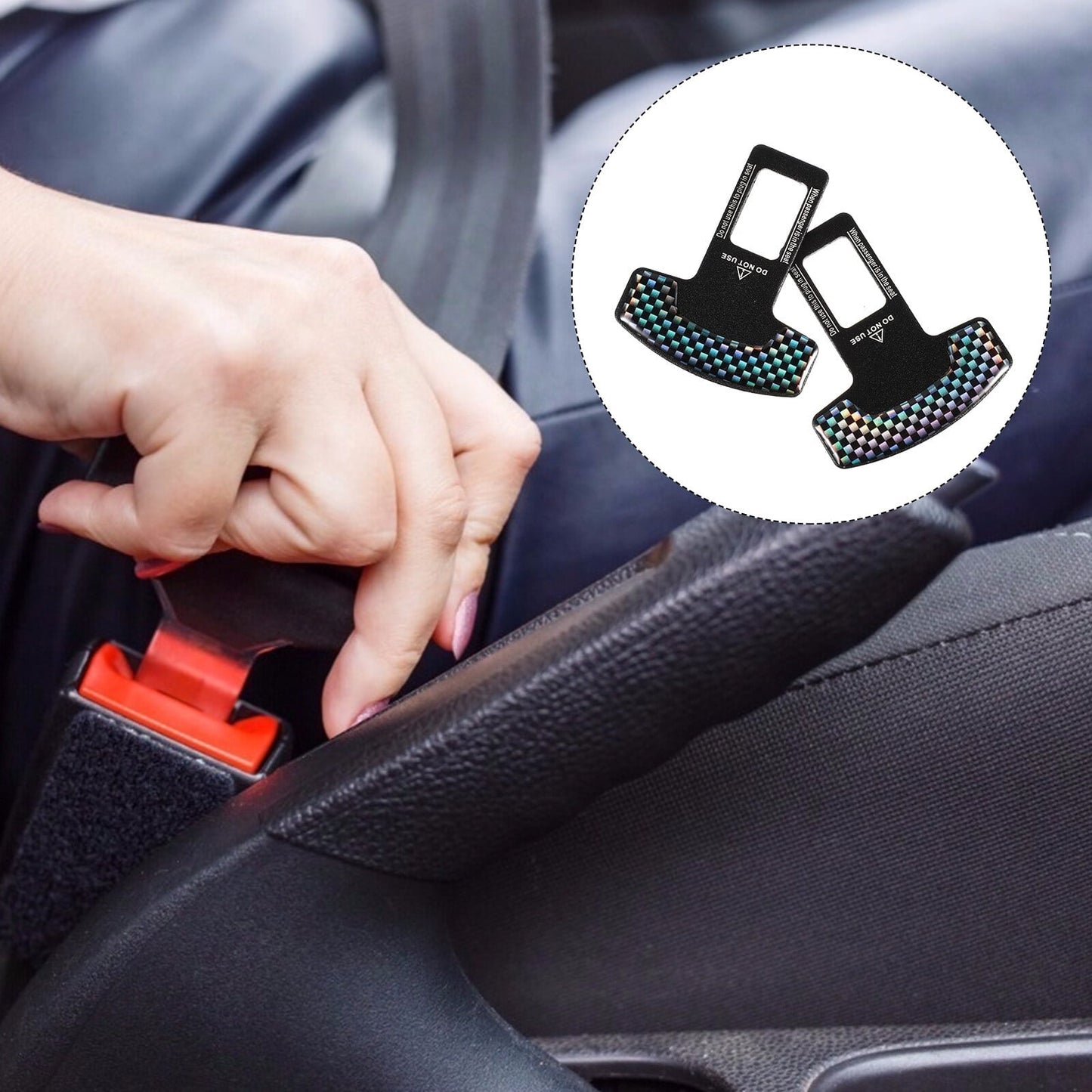 No More Beeping! 2Pack Car Seat Belt Alarm Eliminators Universal Buckles to Silence Seat Belt Alerts
