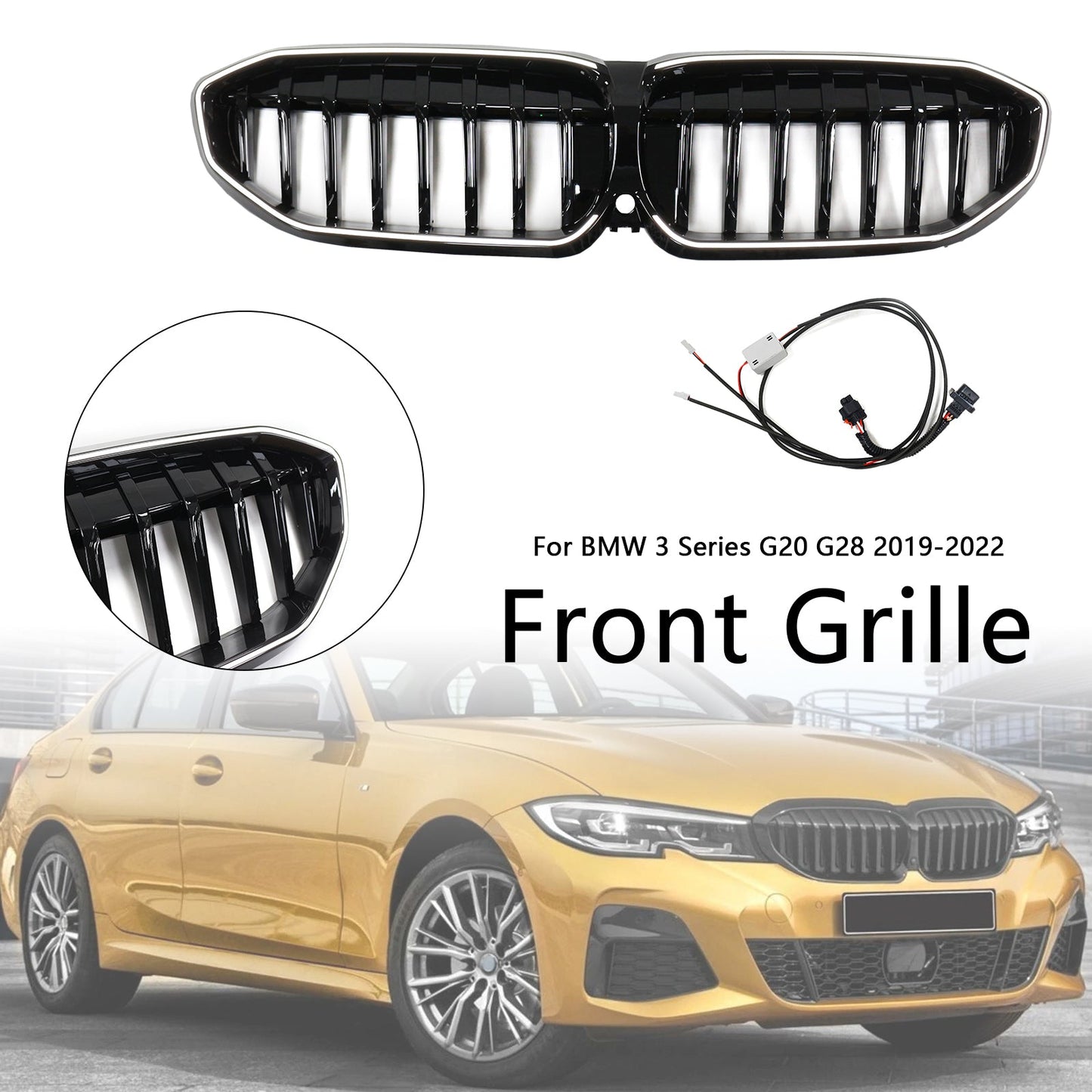 2019-2022 Glossy Black Kidney Grille Grill 51138072085 Fit BMW 3 Series G20