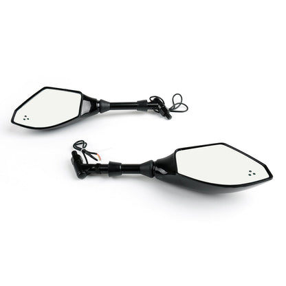 Pair 10mm Motorcycle LED Turn Signal Integrated Indicator Light Rearview Mirrors