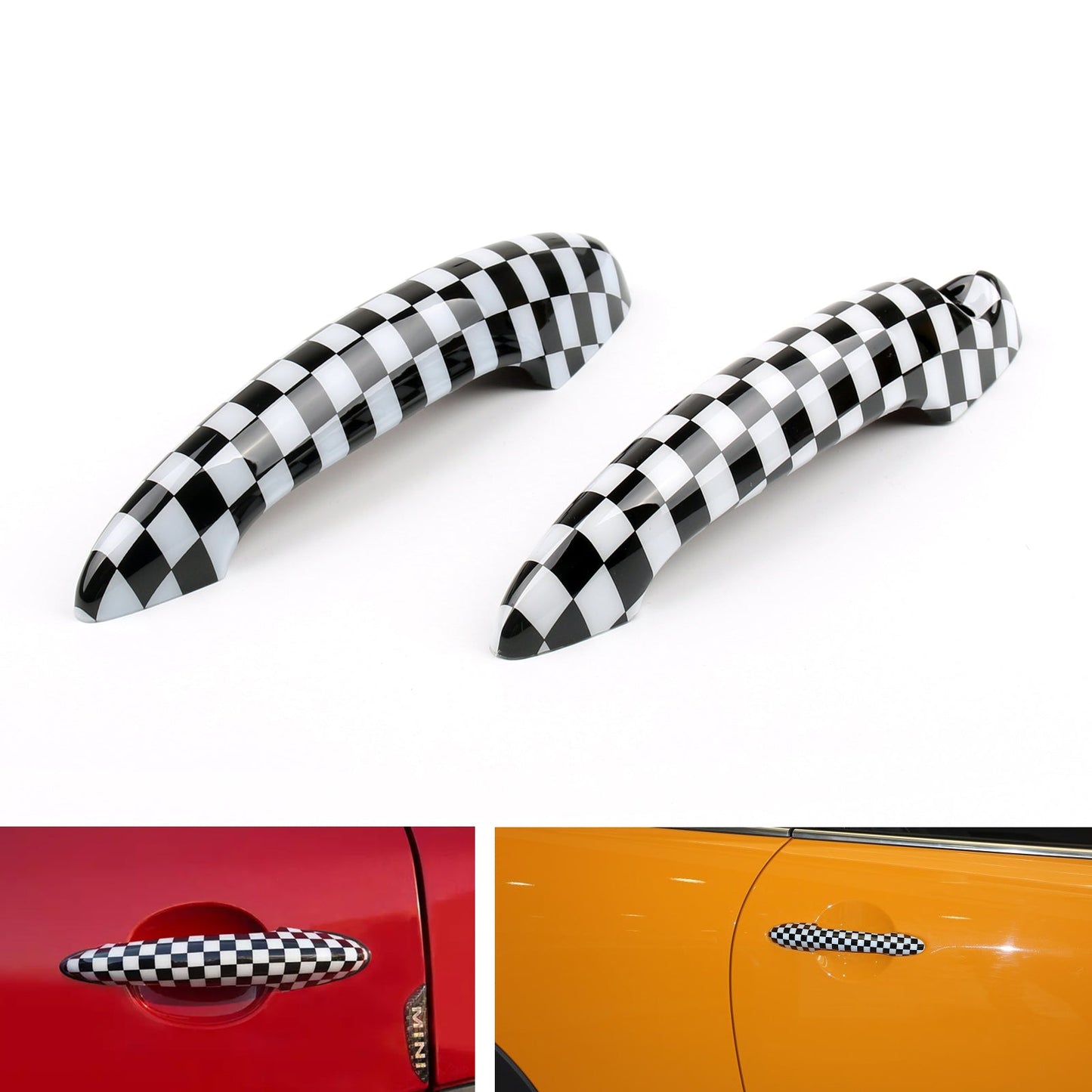 Couvre-poignée de porte à motif damier pour Mini Cooper R50 R52 R53 R55 R56