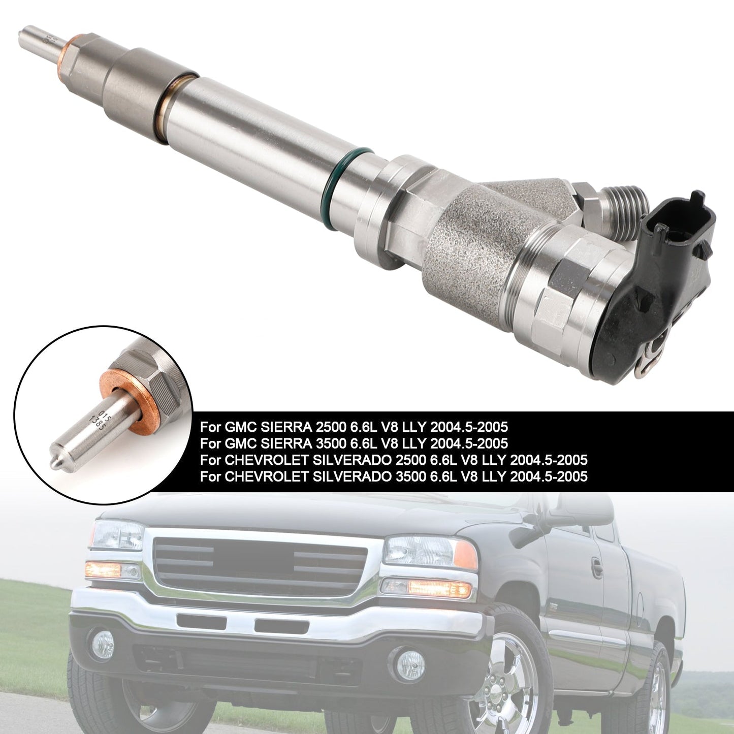 2004.5-2005 For GMC SIERRA 2500/3500 6.6L V8 LLY 1PCS Fuel Injector 0986435504