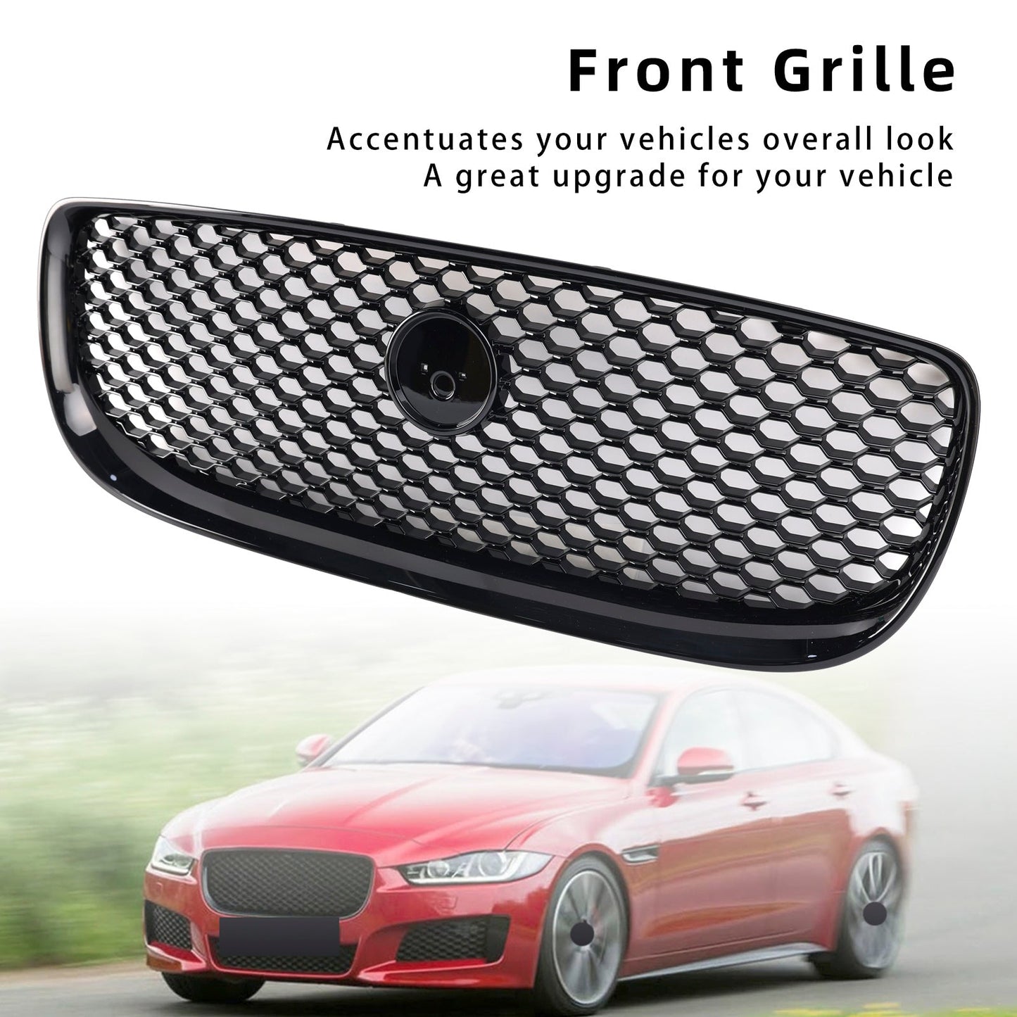 2015-2018 Jaguar XE Gloss Black Honeycomb Front Bumper Grille Grill