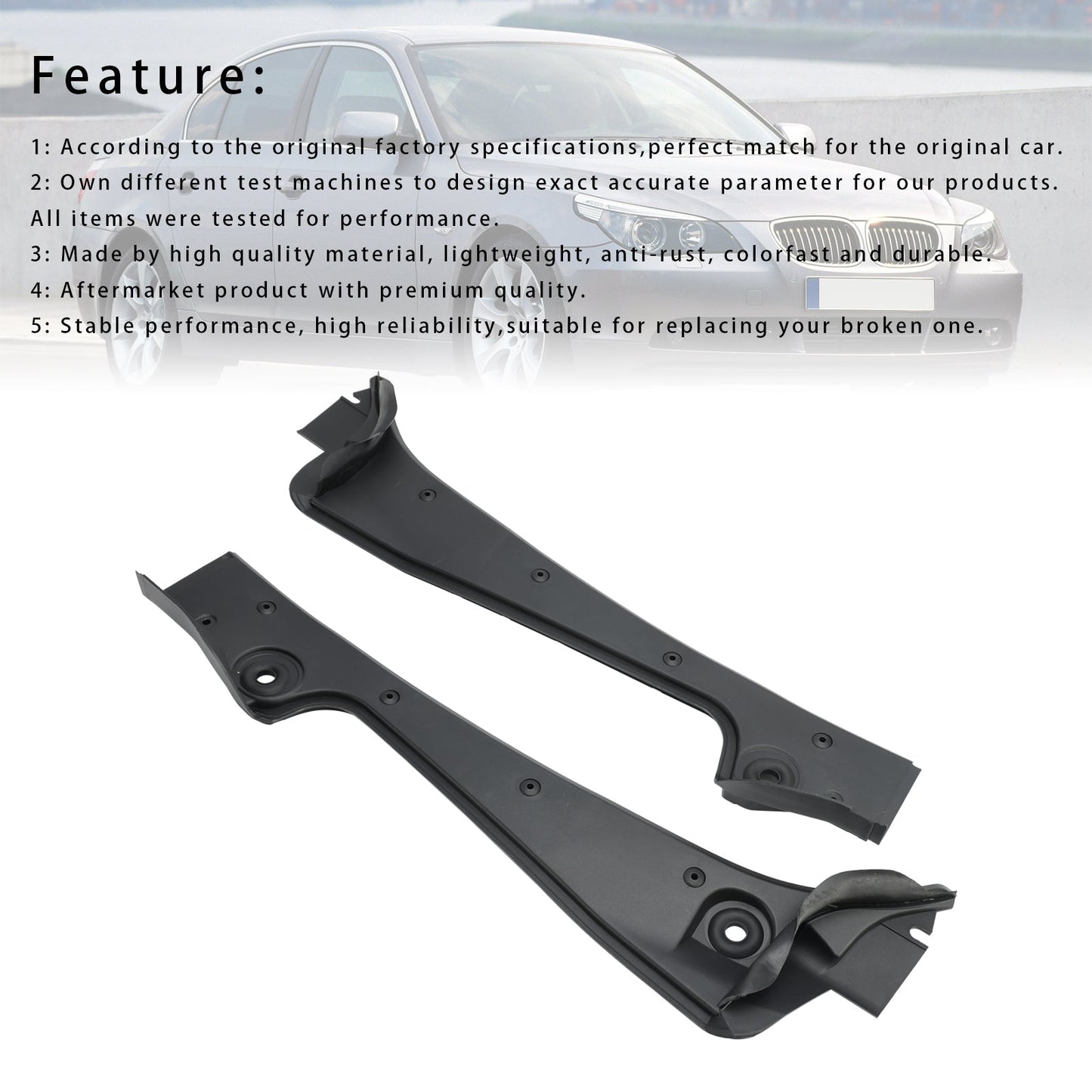 Couvercle de panneau de capot de pare-brise pour BMW 528i 2008-2010 51717027083