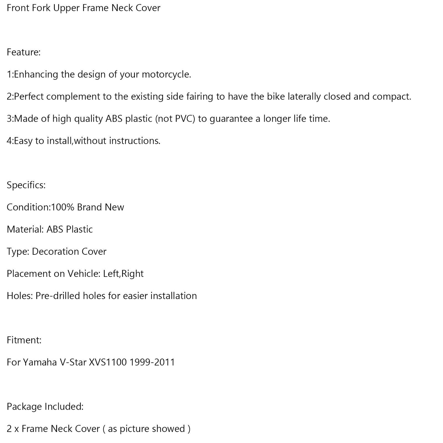 Cache-col de fourche avant supérieur pour Yamaha V-Star XVS1100 1999-2011